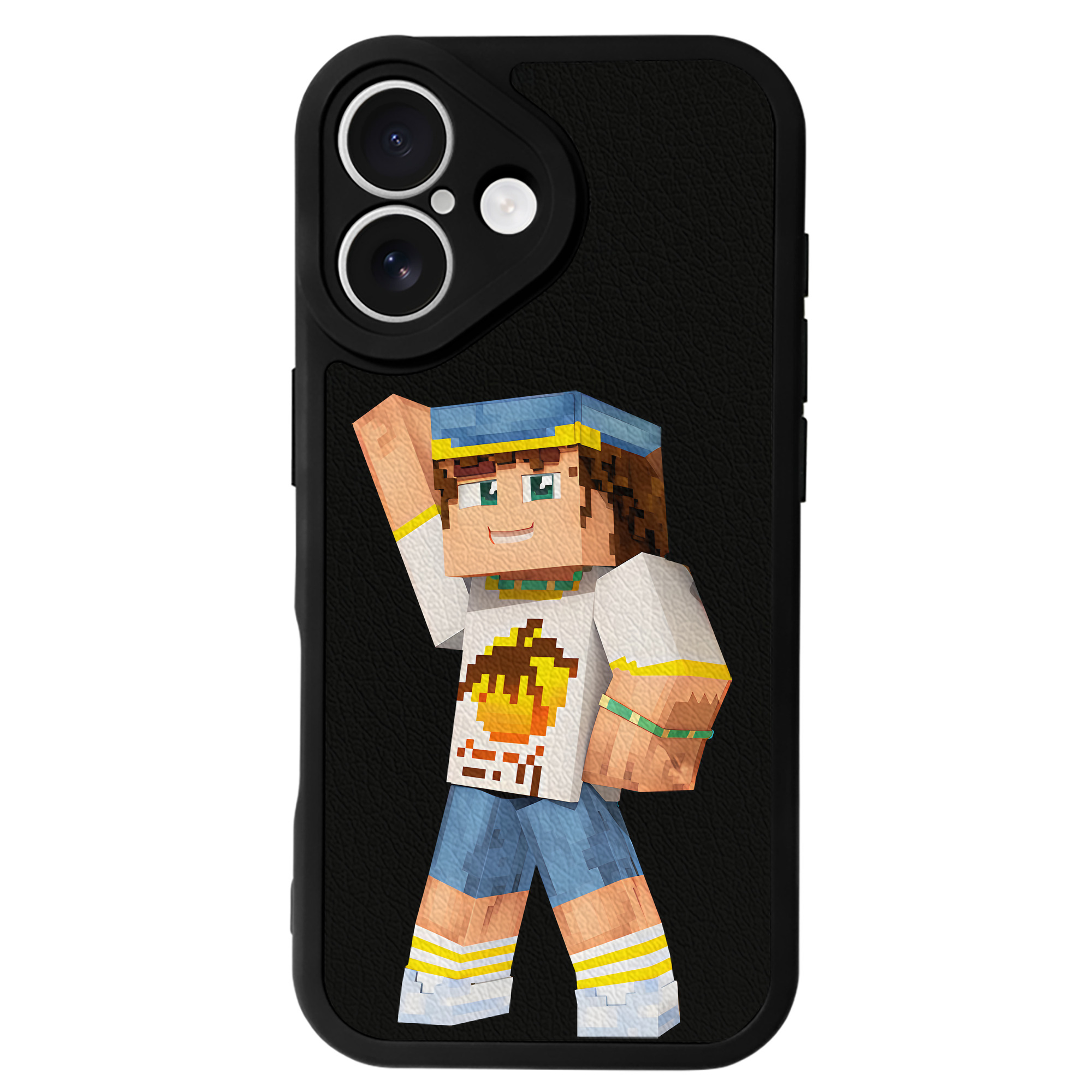 （画像用） マインクラフト ブロックの世界 Minecraft MC Block world 【iPhone 16シリーズ対応】シリコンスマホケース（レザー調） 材質：シリコン